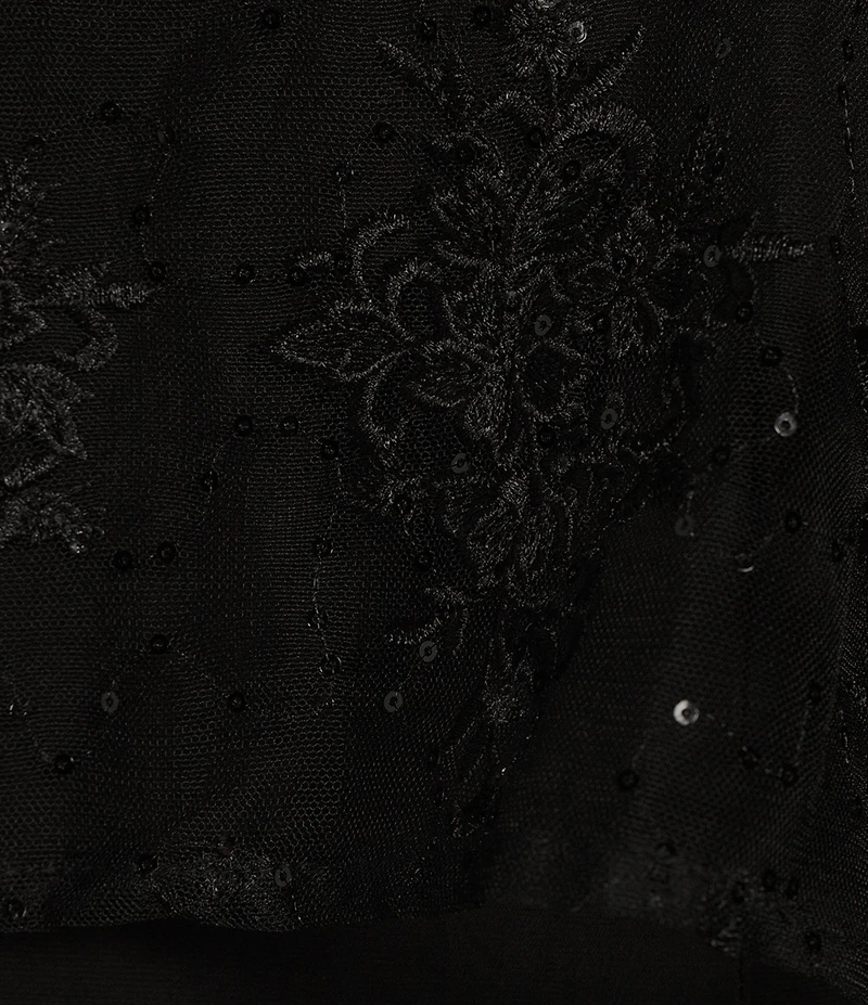 R & M Richards Crew Neck 3/4 Sleeve Embroidered Mesh Cape Overlay Dress