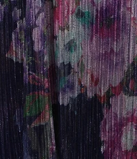 R & M Richards Crinkle Sheer Knit V-Neck Sleeveless Silvia Print Faux Wrap Dress