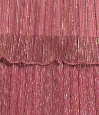 R & M Richards Crinkled Lurex Mesh V-Neck Sleeveless Tiered Gown