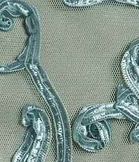 R & M Richards Embroidered Soutache Mesh Lace 3/4 Sleeve Scoop Neck 2-Piece Pant Set