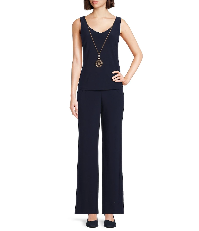 R & M Richards Embroidered Soutache Sequin Floral Mesh 3-Piece Pantsuit