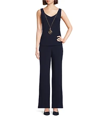 R & M Richards Embroidered Soutache Sequin Floral Mesh 3-Piece Pantsuit