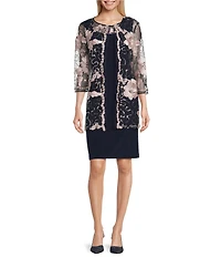 R & M Richards Embroidered Soutache Sequin Jacket Dress