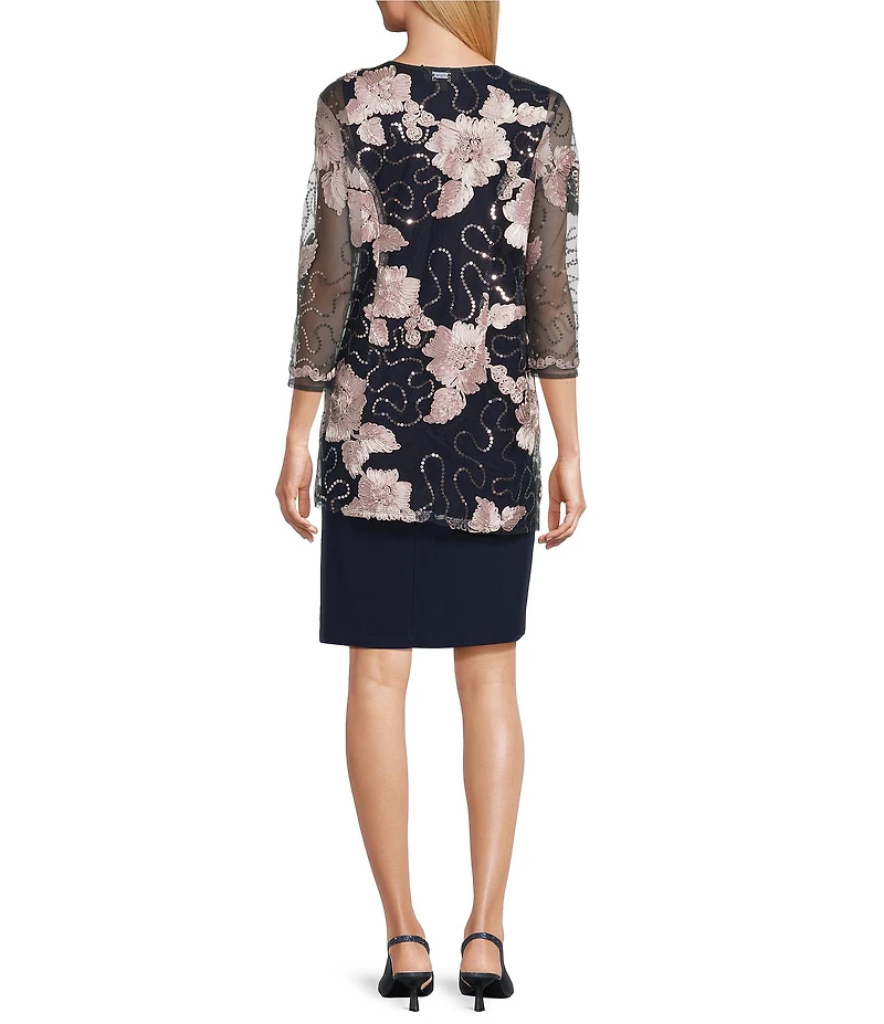 R & M Richards Embroidered Soutache Sequin Jacket Dress