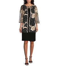 R & M Richards Embroidered Soutache Sequin Jacket Dress