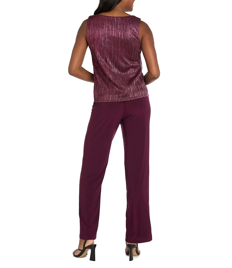 R & M Richards Festival Hologram Sequin 3-Piece Duster Pant Set