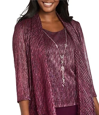 R & M Richards Festival Hologram Sequin 3-Piece Duster Pant Set