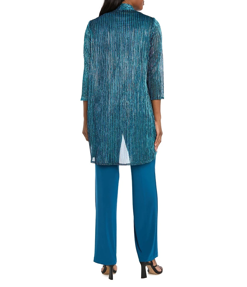 R & M Richards Festival Hologram Sequin 3-Piece Duster Pant Set