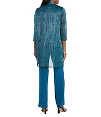 R & M Richards Festival Hologram Sequin 3-Piece Duster Pant Set
