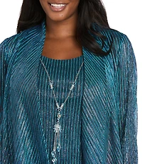 R & M Richards Festival Hologram Sequin 3-Piece Duster Pant Set