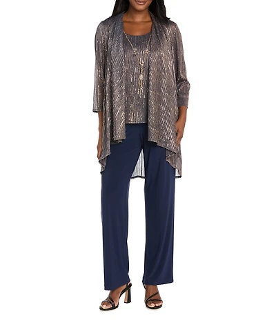 R & M Richards Festival Hologram Sequin 3-Piece Duster Pant Set