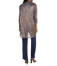 R & M Richards Festival Hologram Sequin 3-Piece Duster Pant Set