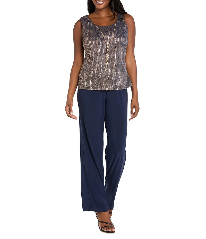 R & M Richards Festival Hologram Sequin 3-Piece Duster Pant Set