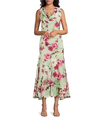 R & M Richards Floral Chiffon Halter Midi Dress