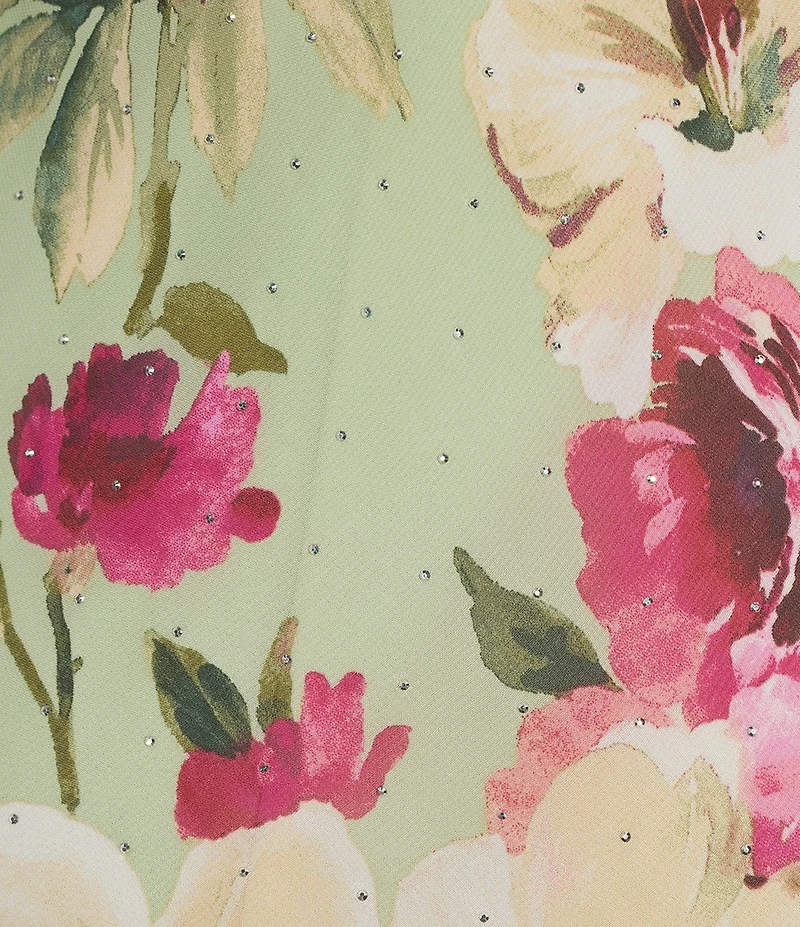 R & M Richards Floral Chiffon Halter Midi Dress