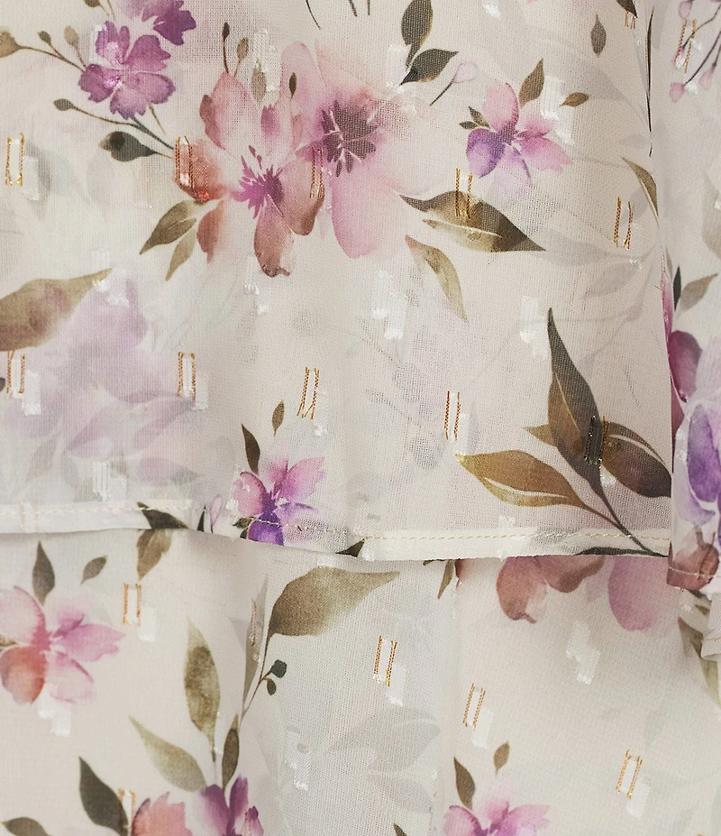 R & M Richards Floral Print Halter Neck Tiered Dress