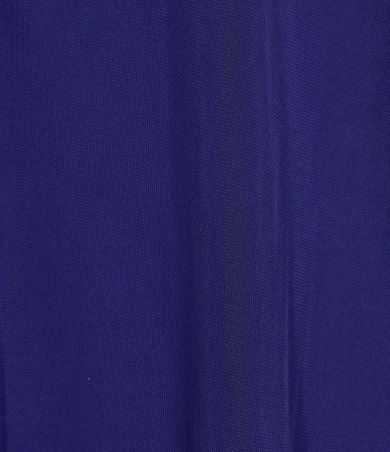 R & M Richards Matte Jersey Chiffon Jewel Detailed Ruched Neck Cape Overlay Dress