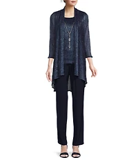 R & M Richards Metallic Crinkle 3-Piece Pants Set