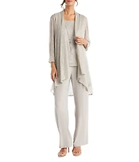 R & M Richards Metallic Crinkle 3-Piece Pants Set