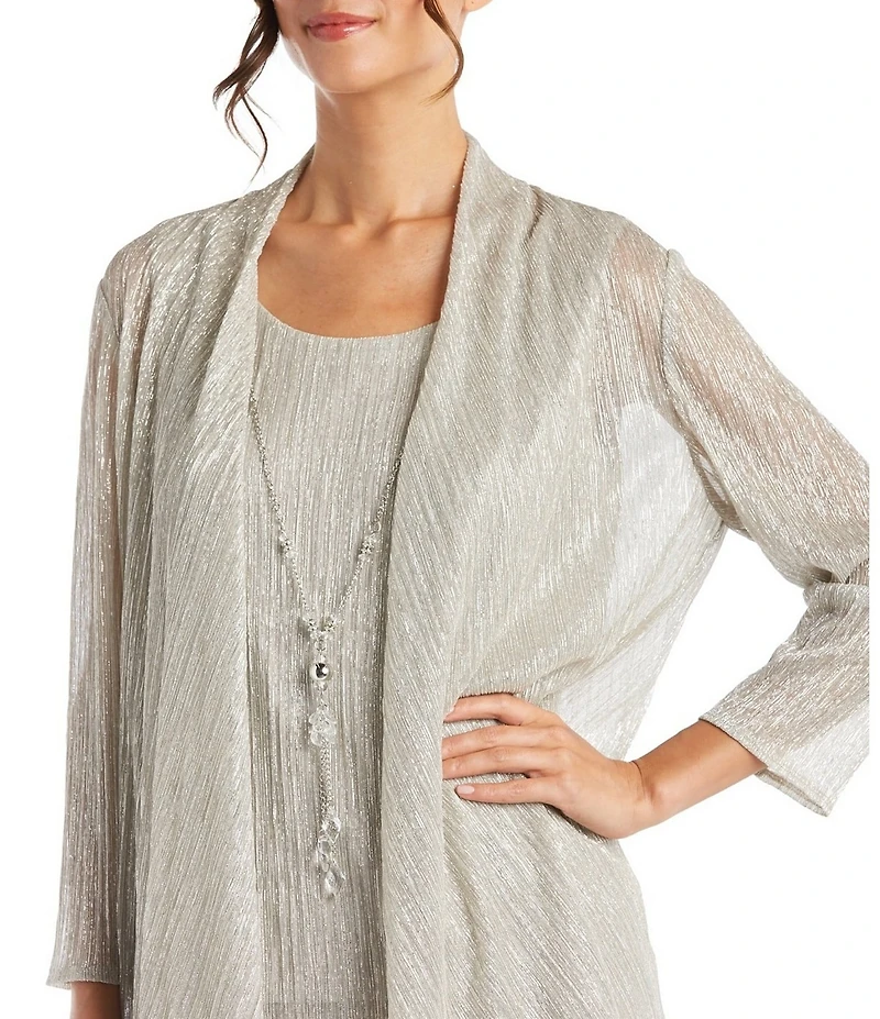 R & M Richards Metallic Crinkle 3-Piece Pants Set