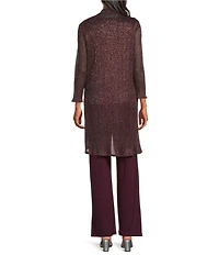 R & M Richards Metallic Crinkle 3-Piece Pants Set