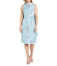 R & M Richards Novelty Burnout Metallic Jacquard Fit And Flare Dress