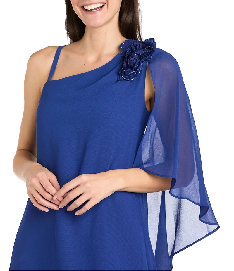 R & M Richards One Shoulder Flower Dress