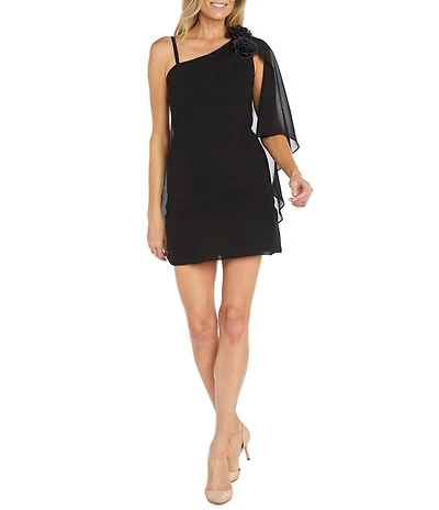 R & M Richards One Shoulder Flower Dress