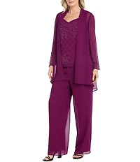 R & M Richards Pebble Georgette Caviar Beading 3-Piece Set