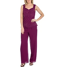 R & M Richards Pebble Georgette Caviar Beading 3-Piece Set