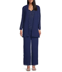 R & M Richards Pebble Georgette Caviar Beading 3-Piece Set