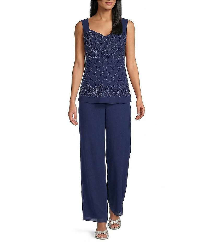 R & M Richards Pebble Georgette Caviar Beading 3-Piece Set