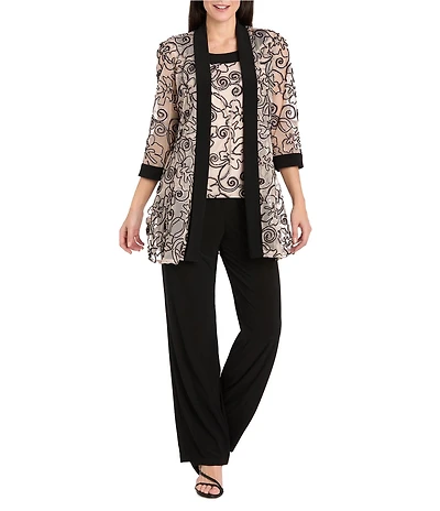 R & M Richards Petite Size 2-Piece Ribbon Soutache Pant Set