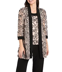 R & M Richards Petite Size 2-Piece Ribbon Soutache Pant Set