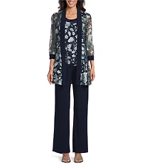 R & M Richards Petite Size 2-Piece Embroidered Pant Set
