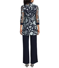 R & M Richards Petite Size 2-Piece Embroidered Pant Set