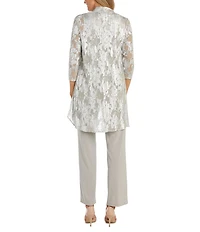 R & M Richards Petite Size 3/4 Sleeve Round Neck 3-Piece Pant Set
