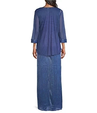 R & M Richards Petite Size Chiffon Metallic 2-Piece Jacket Dress