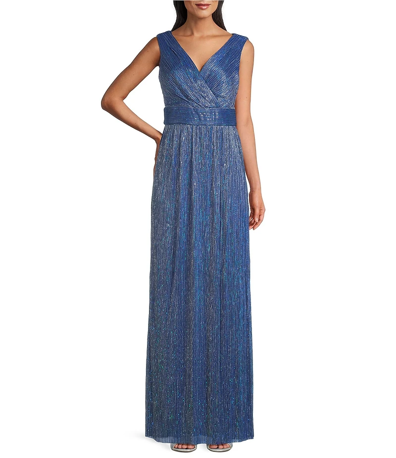 R & M Richards Petite Size Chiffon Metallic 2-Piece Jacket Dress