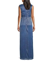 R & M Richards Petite Size Chiffon Metallic 2-Piece Jacket Dress