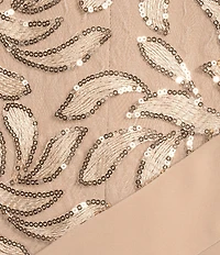 R & M Richards Petite Size Crew Neck Short Sleeve Embroidered Sequin Poncho Overlay Sheath Dress