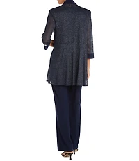 R & M Richards Petite Size Metallic Rib Mock 2 Piece Pant Set