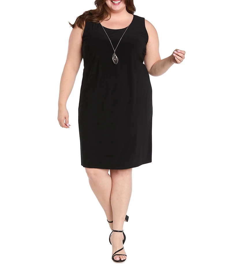 R & M Richards Plus Size 2 Piece Contrast Embroidered Duster Jacket Dress