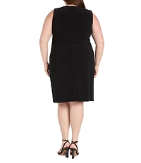 R & M Richards Plus Size 2 Piece Contrast Embroidered Duster Jacket Dress