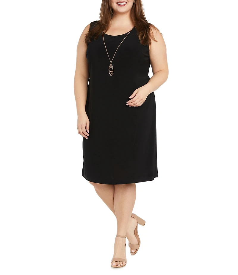 R & M Richards Plus Size 2 Piece Contrast Embroidered Duster Jacket Dress