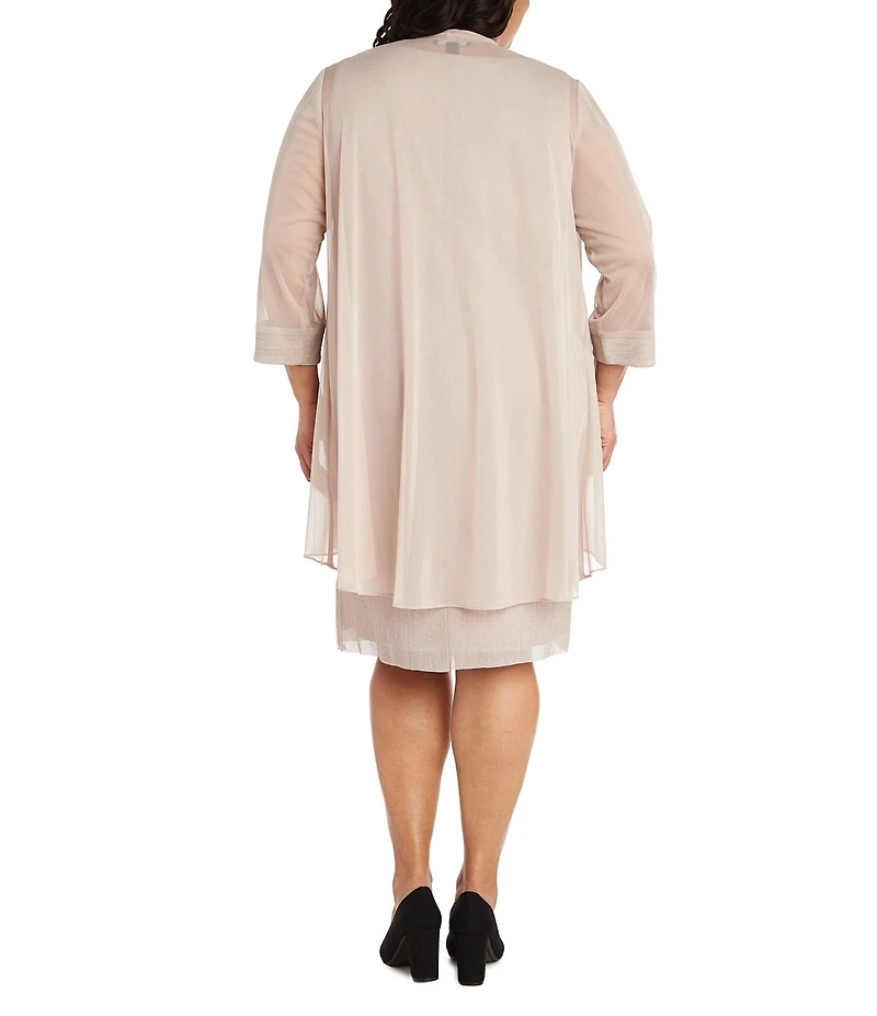 R & M Richards Plus Size 2 Piece Fly Away 3/4 Sleeve Jacket Dress