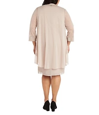 R & M Richards Plus Size 2 Piece Fly Away 3/4 Sleeve Jacket Dress