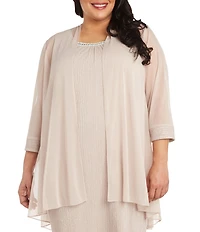 R & M Richards Plus Size 2 Piece Fly Away 3/4 Sleeve Jacket Dress