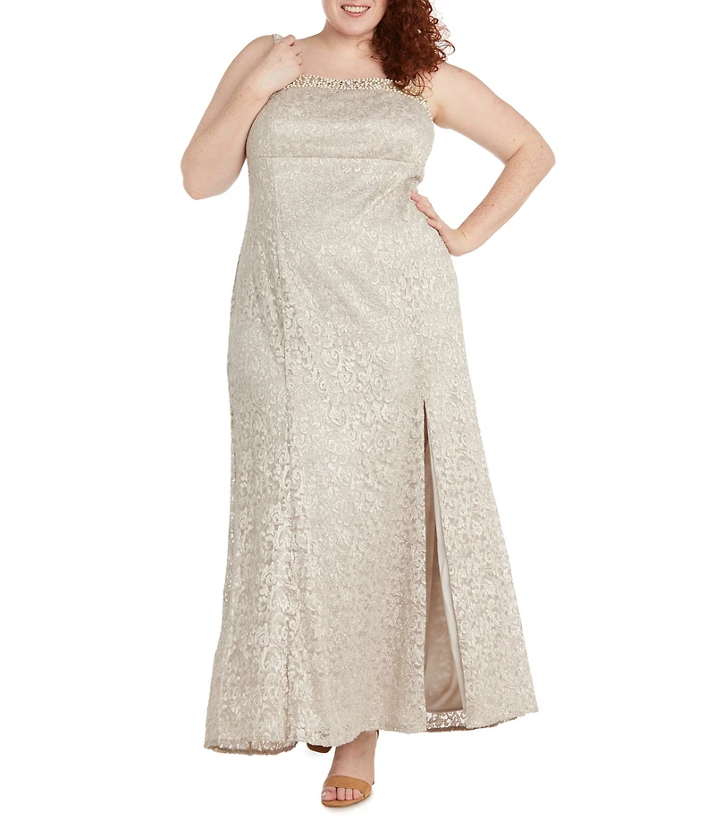 R & M Richards Plus Size 2 Piece Glitter Lace Jacket Dress