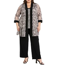 R & M Richards Plus Size 2-Piece Ribbon Soutache Pant Set
